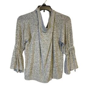 Express Gray Butter Soft Bell‎ Sleeve Off Shoulder Pullover Knit Sweater L